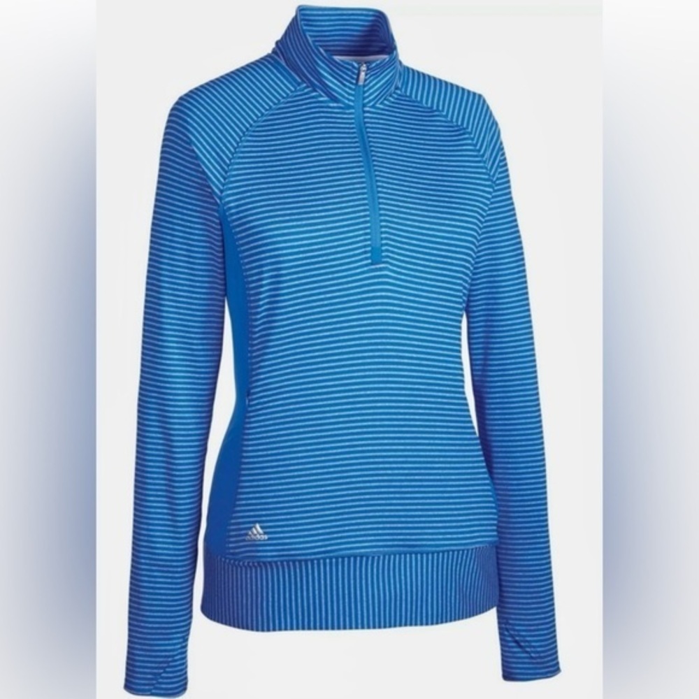 Adidas Ocean Blue Ranger Half Zip Striped in Size Medium